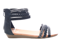 Damen Keilabsatz Sandalen Sommerschuhe Sandaletten Black # 6721