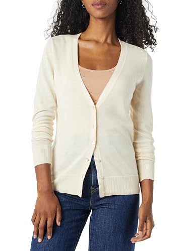 Amazon Essentials Damen Leichter Cardigan mit V-Ausschnitt (in Übergröße erhältlich), Ecru, XXL