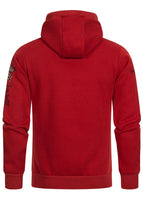 Geographical Norway Gymclass Men - Hoodie Herren mit Kapuze Zip Tasche Känguru Mann - Pullover Sweatshirt Warm Langarm - Hoody Männer Jungen Frühling Sommer Herbst Winter (Rot L)