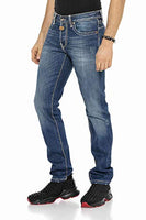 Cipo & Baxx Herren Jeans Hose Designer Hose Denim Straight Fit Freizeit Jeanshosen C-0688 W31 L34 Blau