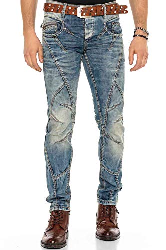 Cipo & Baxx Herren Jeans Hose Denim Pants Waschung Hose C-0894 W31 L34 Blau