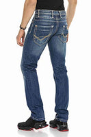 Cipo & Baxx Herren Jeans Hose Designer Hose Denim Straight Fit Freizeit Jeanshosen C-0688 W31 L34 Blau