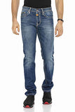 Cipo & Baxx Herren Jeans Hose Designer Hose Denim Straight Fit Freizeit Jeanshosen C-0688 W31 L34 Blau