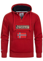 Geographical Norway Gymclass Men - Hoodie Herren mit Kapuze Zip Tasche Känguru Mann - Pullover Sweatshirt Warm Langarm - Hoody Männer Jungen Frühling Sommer Herbst Winter (Rot L)