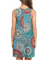 AUSELILY Shirt-Kleid für Damen Ärmelloses Sommer Strand Boho Grumenmuster Urrünbkleid(Print Grün,M)