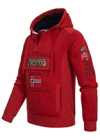 Geographical Norway Gymclass Men - Hoodie Herren mit Kapuze Zip Tasche Känguru Mann - Pullover Sweatshirt Warm Langarm - Hoody Männer Jungen Frühling Sommer Herbst Winter (Rot L)