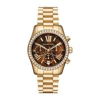 Michael Kors Quarz Chronograph Lexingotn für Damen, Edelstahl, Gold