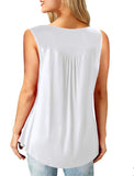 Amoretu T-Shirt Damen V-Ausschnitt Knopfleiste Bluse Solide Tunika Sommer Tops, L, C-weiß