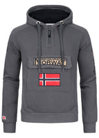 Geographical Norway Gymclass Men - Hoodie Herren mit Kapuze Zip Tasche Känguru Mann - Pullover Sweatshirt Warm Langarm - Hoody Männer Jungen Frühling Sommer Herbst Winter (Dunkelgrau L)