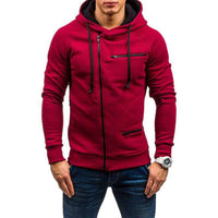 Herren Casual Langarm Hoodies Full Zip Samt Sweatshirt M-3XL, rot, M