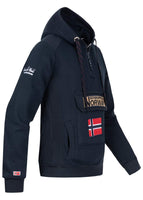 Geographical Norway Gymclass Men - Hoodie herren mit Kapuze Zip Tasche Känguru Mann - Pullover Sweatshirt Warm Langarm - Hoody Männer Jungen Frühling Sommer Herbst Winter (Marineblau L)