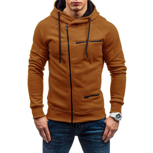 Herren Casual Langarm Hoodies Full Zip Samt Sweatshirt M-3XL, braun, M