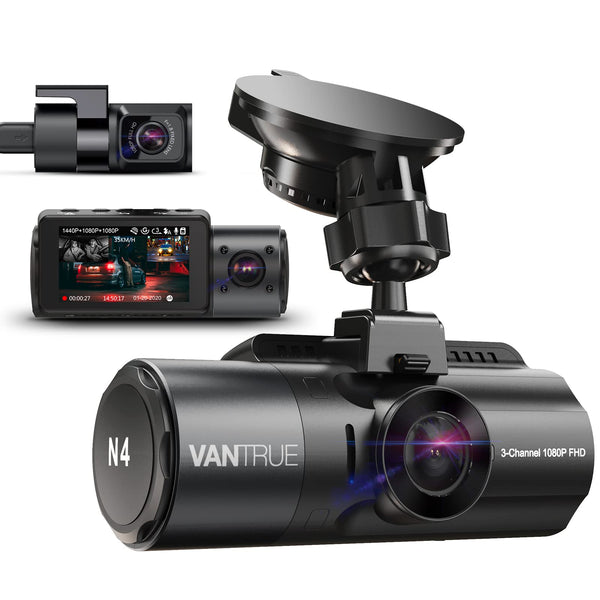 VANTRUE N4 3 Lens 4K Dashcam Auto 2.5K+ 2.5K+ 1080P vorne hinten innen, HDR/ 30FPS Kamera, 3 Channel Bewegungsüberwachung Dash Cam Infrarot Nachtsicht, 2.45” Hitzebeständig, Max 512GB