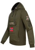 Geographical Norway Gymclass Men - Hoodie Herren mit Kapuze Zip Tasche Känguru Mann - Pullover Sweatshirt Warm Langarm - Hoody Männer Jungen Frühling Sommer Herbst Winter (Khaki L)