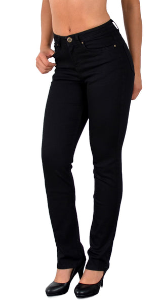 ESRA Damen Straight Fit Jeans Hose Damen Jeanshose Stretch gerader Schnitt Jeans Damen High Waist Damen Jeans Straight Jeans Damen Stretch bis Übergröße Jeans Große Größe G800