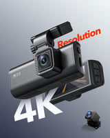 REDTIGER F7N 4K Dashcam mit WiFi GPS Front 4K/2.5K und Hinten 1080P Dual Dash Kamera, 3.18" Display Kamera für Autos, 170° Weitwinkel Dashboard Kamera Recorder, Parking Monitor, Support 256GB Max