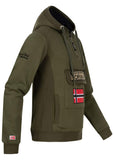 Geographical Norway Gymclass Men - Hoodie Herren mit Kapuze Zip Tasche Känguru Mann - Pullover Sweatshirt Warm Langarm - Hoody Männer Jungen Frühling Sommer Herbst Winter (Khaki L)