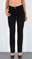 ESRA Damen Jeans Schwarz Straight Jeans Hose Damen G200