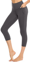 Persit Sport Leggings Damen 3/4, Capri Sporthose Sport Leggins Yoga-Hose für Damen Grau - 34 (Herstellergröße: XS)