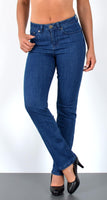 ESRA Damen Straight Fit Jeans Hose Damen Jeanshose Stretch gerader Schnitt Jeans Damen High Waist Damen Jeans Straight Jeans Damen Stretch bis Übergröße Jeans Große Größe G800