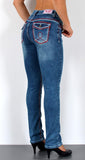 ESRA Damen Jeans Jeanshose Damen Hose Straight Leg Dicke Naht Jeanshosen Damenjeans bis große Größen J755