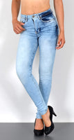 ESRA Damen Jeans Jeanshose Damen Skinny High Waist Hochbund Hose bis Übergröße S300