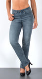 ESRA Damen Straight Fit Jeans Hose Damen Jeanshose Stretch gerader Schnitt Jeans Damen High Waist Damen Jeans Straight Jeans Damen Stretch bis Übergröße Jeans Große Größe G800