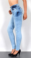 ESRA Damen Jeans Jeanshose Damen Skinny High Waist Hochbund Hose bis Übergröße S300