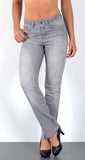 ESRA Damen Straight Fit Jeans Hose Damen Jeanshose Stretch gerader Schnitt Jeans Damen High Waist Damen Jeans Straight Jeans Damen Stretch bis Übergröße Jeans Große Größe G800