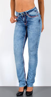 ESRA Damen Jeans Jeanshose Damen Hose Straight Leg Dicke Naht Jeanshosen Damenjeans bis große Größen J755