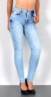 ESRA Damen Jeans Jeanshose Damen Skinny High Waist Hochbund Hose bis Übergröße S300