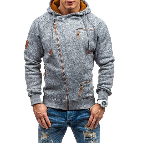 Herren Casual Langarm Hoodies Full Zip Samt Sweatshirt M-3XL, hellgrau, M