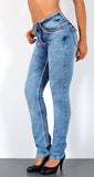 ESRA Damen Jeans Jeanshose Damen Hose Straight Leg Dicke Naht Jeanshosen Damenjeans bis große Größen J755