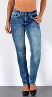 ESRA Damen Jeans Jeanshose Damen Hose Straight Leg Dicke Naht Jeanshosen Damenjeans bis große Größen J755