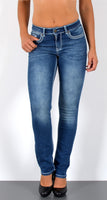 ESRA Damen Jeans Jeanshose Damen Hose Straight Leg Dicke Naht Jeanshosen Damenjeans bis große Größen J755