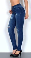 ESRA Damen Jeans Jeanshose Damen Skinny High Waist Hochbund Stretch Hose bis Übergröße S700