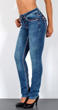 ESRA Damen Jeans Jeanshose Damen Hose Straight Leg Dicke Naht Jeanshosen Damenjeans bis große Größen J755