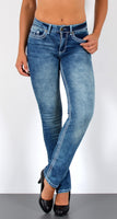 ESRA Damen Jeans Jeanshose Damen Hose Straight Leg Dicke Naht Jeanshosen Damenjeans bis große Größen J755