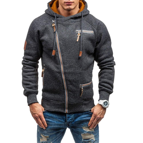 Herren Casual Langarm Hoodies Full Zip Samt Sweatshirt M-3XL, schwarz grau, M