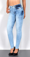 ESRA Damen Jeans Jeanshose Damen Skinny High Waist Hochbund Hose bis Übergröße S300