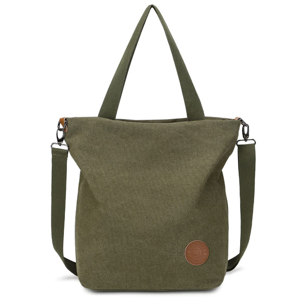 JANSBEN Damen Canvas Handtasche Schultertasche Casual Multifunktionale Umhängetaschen Groß für Arbeit Schule Shopper Lässige täglich (grün)