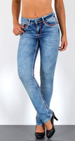 ESRA Damen Jeans Jeanshose Damen Hose Straight Leg Dicke Naht Jeanshosen Damenjeans bis große Größen J755