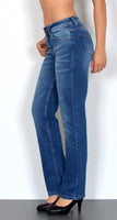 ESRA Jeans Damen Straight Stretch Jeans bis Übergröße G200