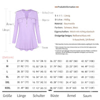 Siddhe Damen 3/4 Ärme Tops Festliche Blusen V-Ausschnitt Longbluse Reißverschluss Tunika Oberteile A-Linie T-Shirt Business Arbeit Hemd Langarmshirts Hellviolett, S