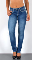 ESRA Damen Jeans Jeanshose Damen Hose Straight Leg Dicke Naht Jeanshosen Damenjeans bis große Größen J755