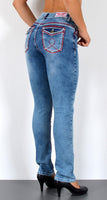 ESRA Damen Jeans Jeanshose Damen Hose Straight Leg Dicke Naht Jeanshosen Damenjeans bis große Größen J755