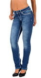 ESRA Damen Jeans Jeanshose Damen Hose Straight Leg Dicke Naht Jeanshosen Damenjeans bis große Größen J755