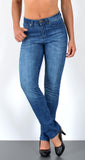 ESRA Damen Straight Fit Jeans Hose Damen Jeanshose Stretch gerader Schnitt Jeans Damen High Waist Damen Jeans Straight Jeans Damen Stretch bis Übergröße Jeans Große Größe G800