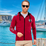 Nebulus Herren Fleecejacke NORSKA, warme Fleece Jacke, mit langem Full-Zip Reißverschluss, rot meliert - XXL