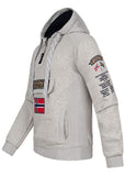 Geographical Norway Gymclass Men - Hoodie Herren mit Kapuze Zip Tasche Känguru Mann - Pullover Sweatshirt Warm Langarm - Hoody Männer Jungen Frühling Sommer Herbst Winter (Hellgrau L)